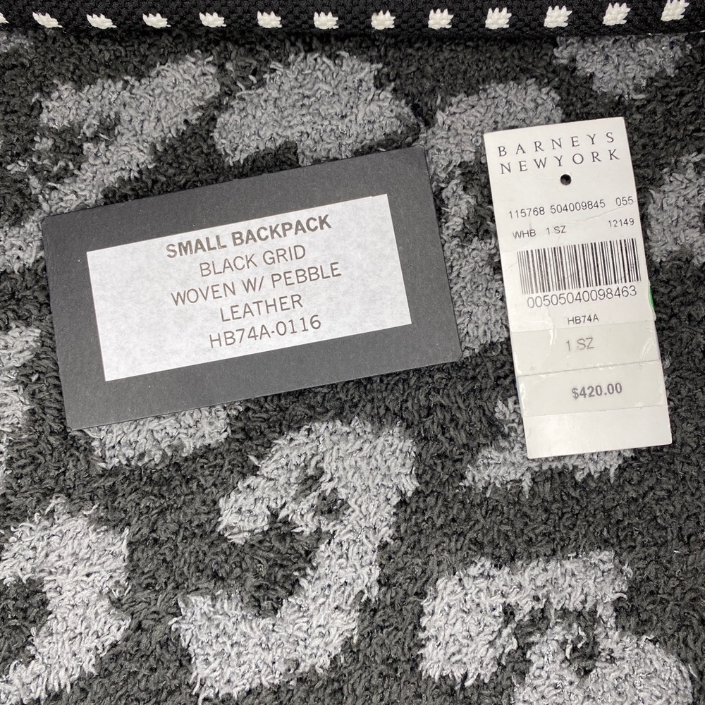 KARA Small Backpack in Black Grid Woven Pebble Leather - Picture 12 of 16